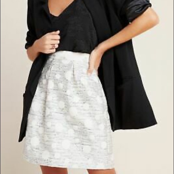 Maeve Anthropologie sequin ivory and silver skirt.  Size 8 - Picture 1 of 11